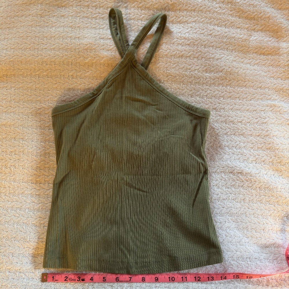 Old Navy Bra Top Crisscross Tank Olive Khaki Green Size Large